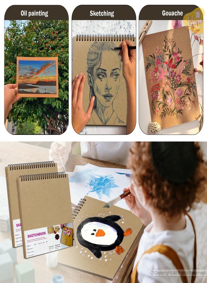 Lakeer Kraft Sketchbook - 8x8 inch|250 GSM-25 Sheets, for Sketching, Drawing, Panting, etc - Image 5